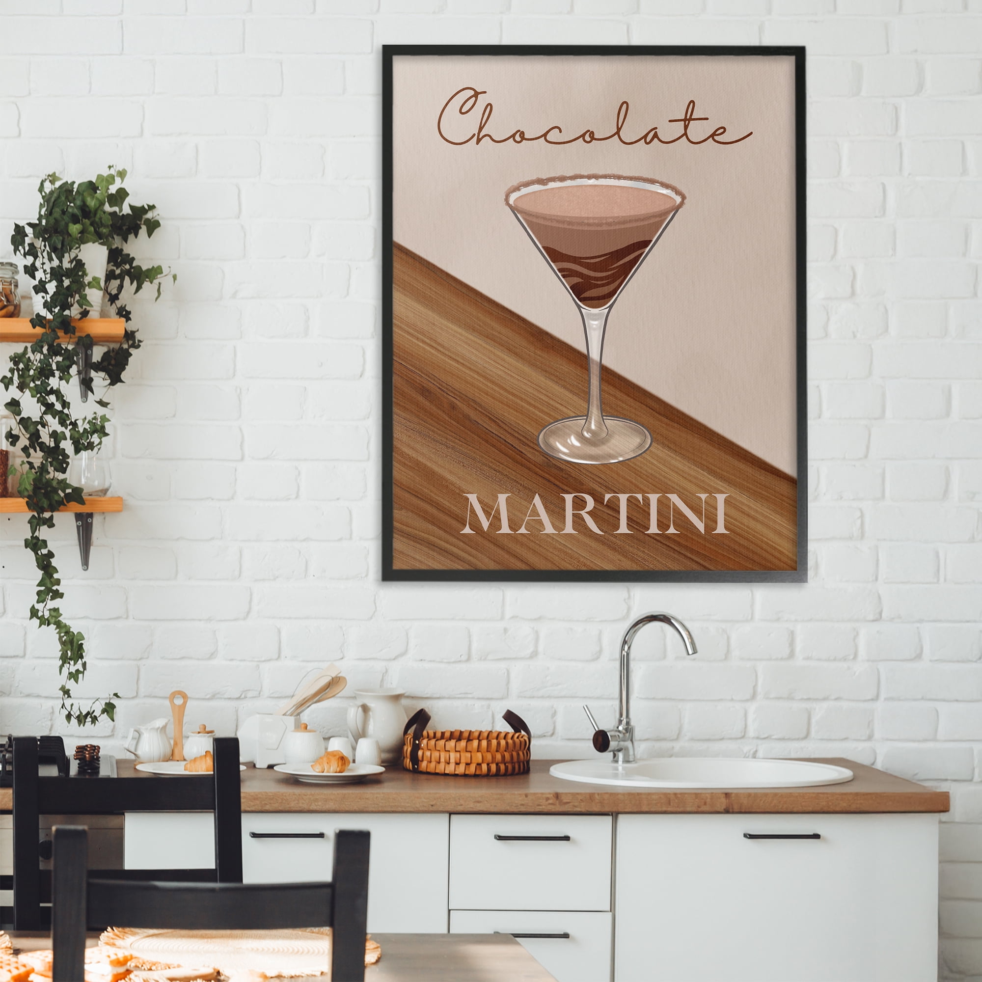 Stupell Industries Chocolate Martini on Brown Black Framed Giclee Art, design by Marcus Prime