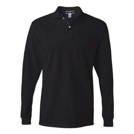 Bar Stripe Jersey Polo - Jerzees 5.6 oz., 50/50 Long-Sleeve Jersey Polo with SpotShield 2XL BLACK