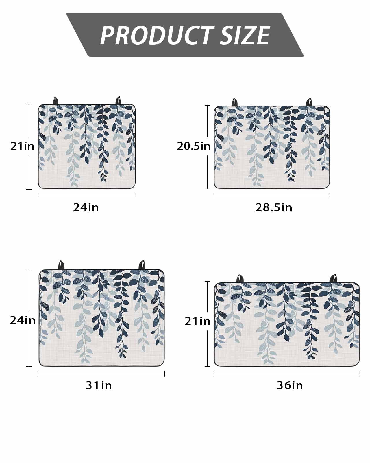 Stove Top Covers for Electric Stove, Navy Blue Ombre Botanical Glass Stovetop Cover Protector, Watercolor Pastoral Leaf Rustic Induction Cooktop Protector Oven Mat for Kitchen Countertop 24"x21"