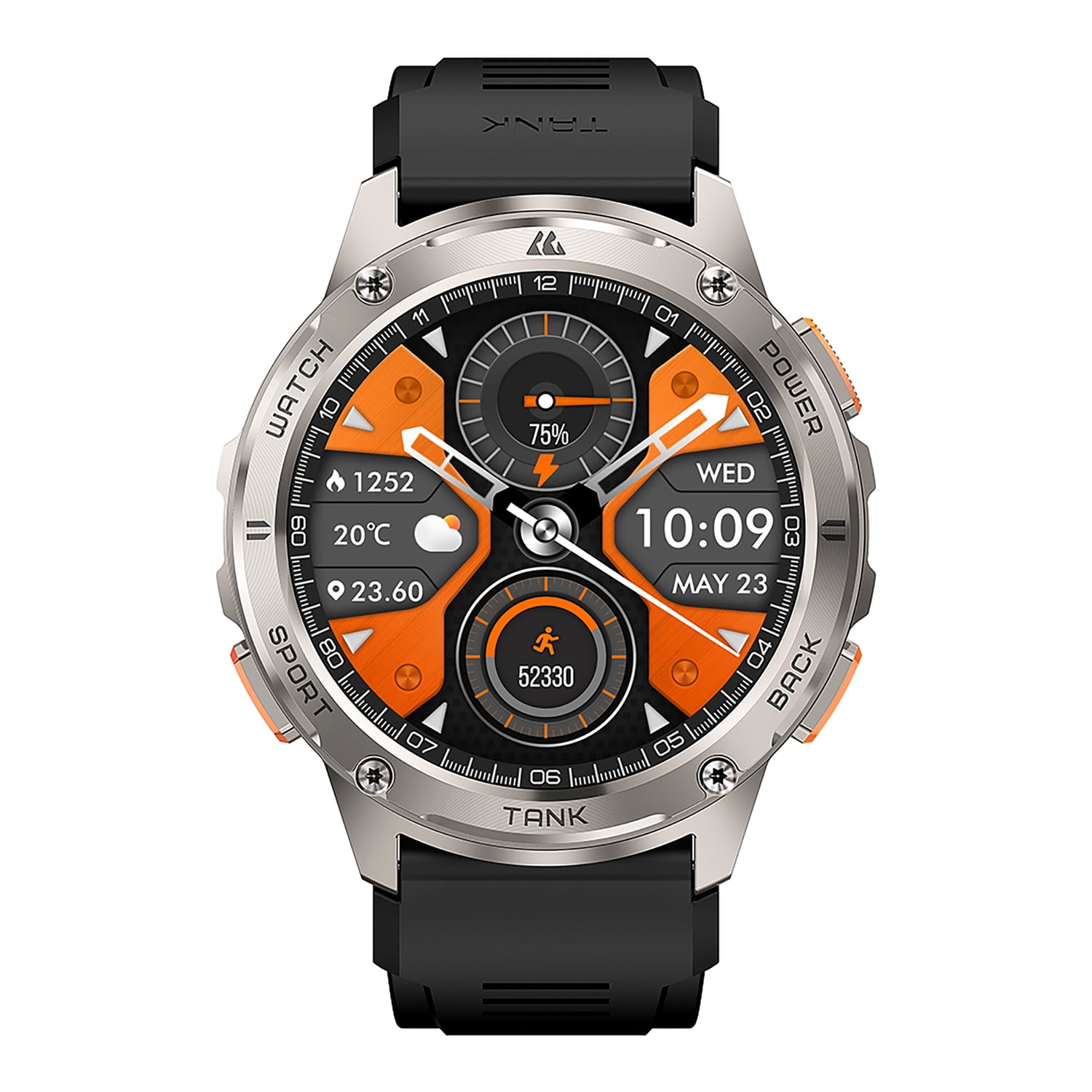 KOSPET TANK T3 1.43-In. AMOLED Smartwatch with Silicone Band (Silver), P-T004-S