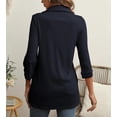 thumbnail image 3 of Aiyino Womens Tops Casual 3/4 Length Sleeve V Neck Shirts and Blouses Zipper Collar Women Polo Shirts, 3 of 8