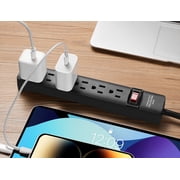 Hyper Tough Surge Protector Power Strip, 6 Outlets, 2.5 ft Extension Cord, 3 Prong, Grounded, Black