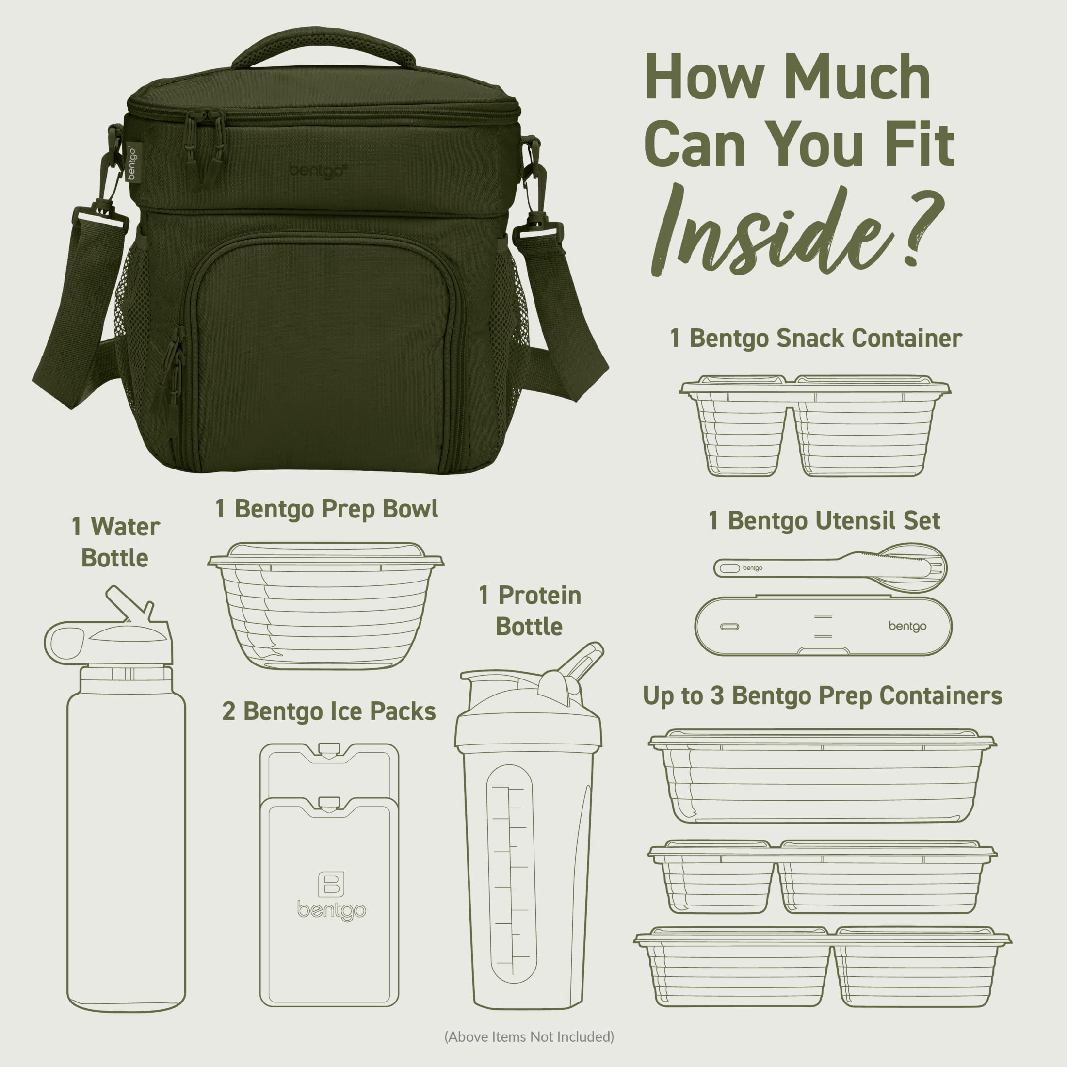 bentgo Prep Deluxe Insulated Multimeal Bag 5-Compartment Olive Green (BGPRPBAG-OG)