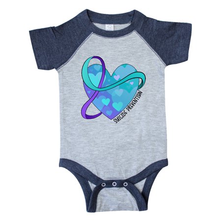 

Inktastic Suicide Prevention Awareness Purple and Teal Heart Ribbon Gift Baby Boy or Baby Girl Bodysuit