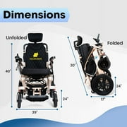 Fold and Travel Auto-Recline Electric Wheelchair Delivering Portable Power Wheel Chair Designed for Modern Travellers Innovative Convenience for Adults and Seniors (1 Battery 15+ Miles Range, Brown)