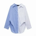 thumbnail image 7 of Craaazy Women's Lapel Striped Long Sleeve Button Down Shirts Gifts, 7 of 7
