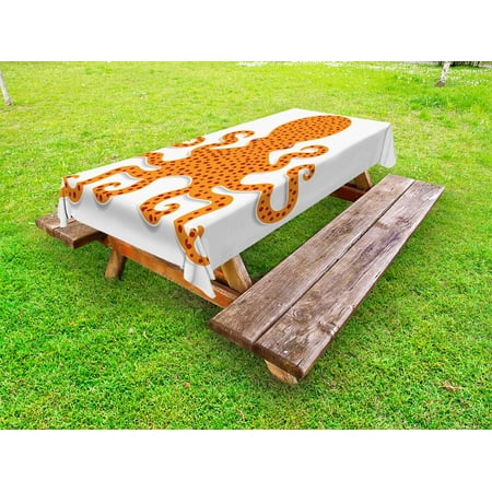 

Kraken Outdoor Tablecloth Cute Spotty Octopus Pattern in Vivid Colors Marine Monster Kids Nursery Theme Print Decorative Washable Fabric Picnic Table Cloth 58 X 84 Inches Orange by Ambesonne