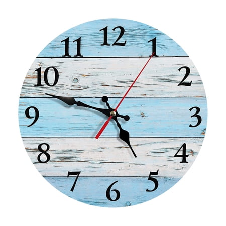 Vintage Weathered Wooden Plank Pattern Wall Clock Quiet Quartz Movement Wall Clock Chic Interior