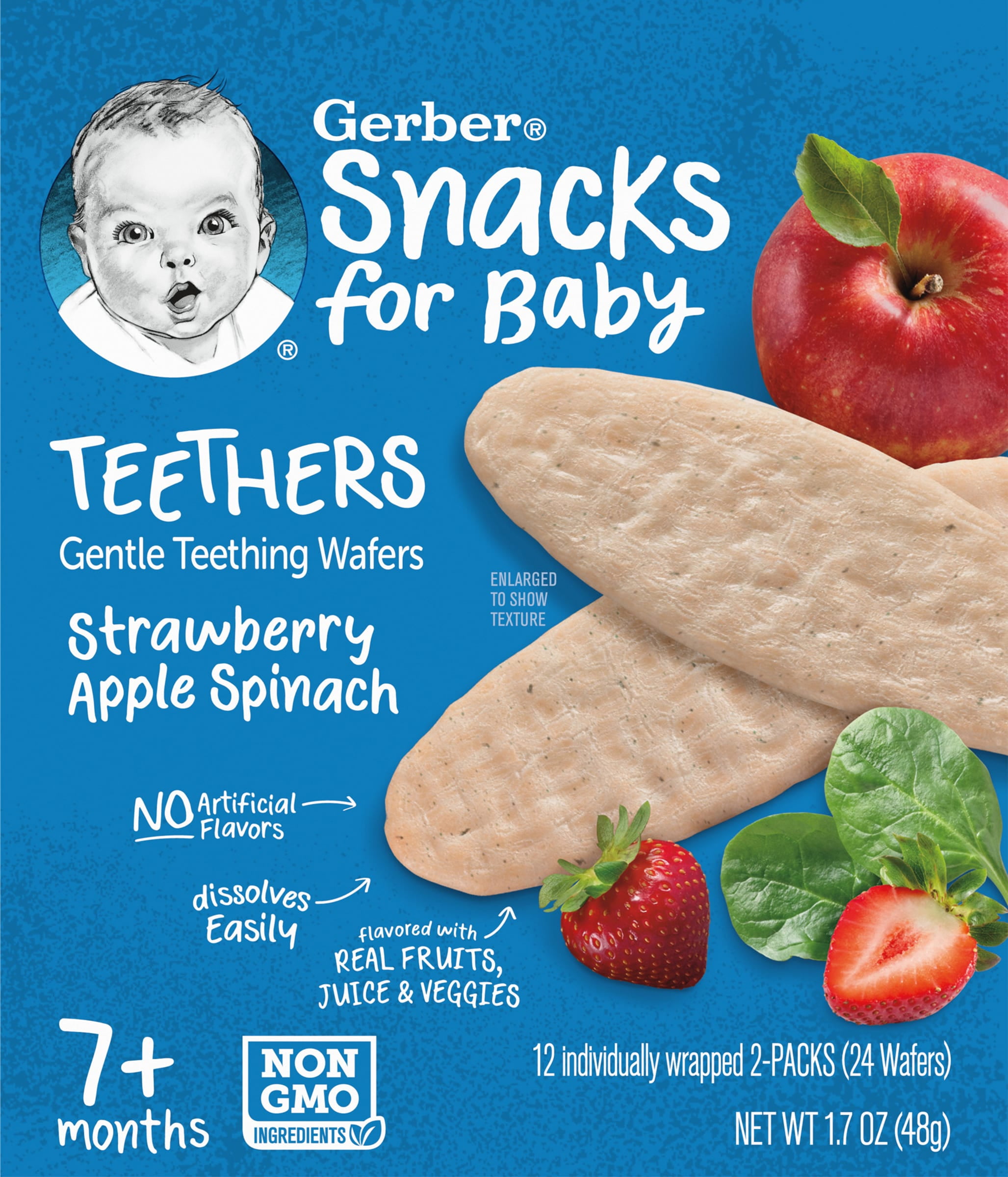 Gerber Snacks for Baby Teethers, Strawberry Apple Spinach, 1.7 oz Box (12 Pack)