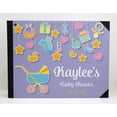 thumbnail image 2 of Darling Souvenir Purple Hanging Baby Objects Personalized Baby ShowerGuestBookHardboundGuestSign-InBookGuestRegistryGuestbook-9 x 12 Inches, 2 of 4
