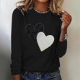 thumbnail image 2 of Valentine's Day Long Sleeve Shirts for Womens Black White Heart Graphic Tees Trendy Crewneck Tops, 2 of 4
