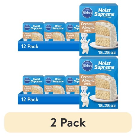(2 pack) Pillsbury Moist Supreme Creamy Almond Cake Mix, 15.25 oz Box