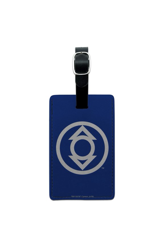 Green Lantern Blackest Night Indigo Lantern Logo Rectangle Leather Luggage Card Suitcase Carry-On ID Tag