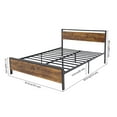 thumbnail image 3 of Queen Size Metal Bed Frame Platform 800 lbs Capacity with Wood Headboard and Footboard Rustic Brown, 3 of 8
