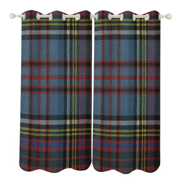 Royal Tartan Plaid Study Room Living Kitchen Bedroom For Blackout Curtain Printed 2 Panels