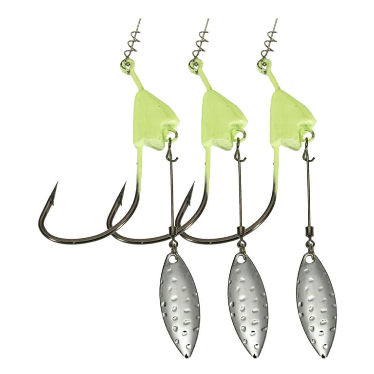 UDIYO 3Pcs 4g/6g/8g/11g Spiral Thorn Fishing Hooks with Willow Leaf Sequins  High Carbon Steel Luminous Fishing Barbed Lure Hooks Field Fishing  Accessories 