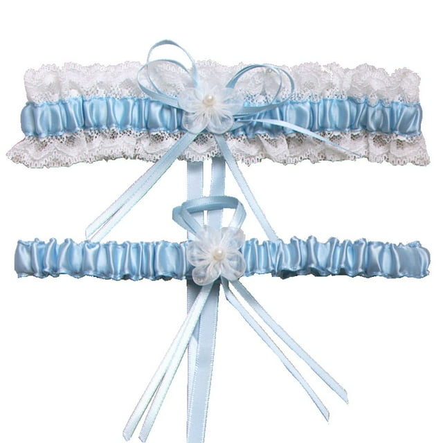 Wedding Garter for Bride Stretch Prom Garters Bridal Leg Garter Set, Light Blue