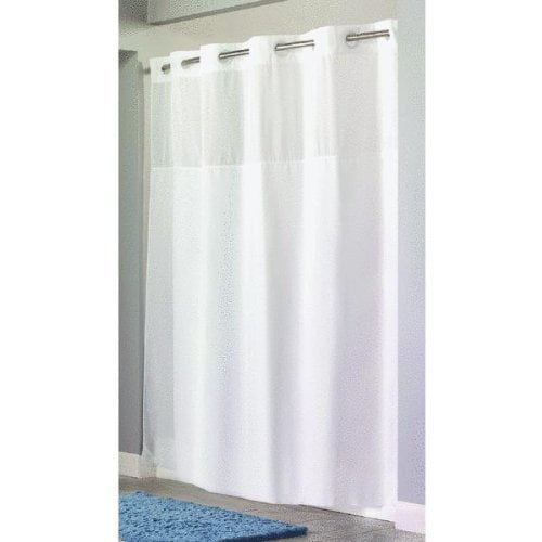 Hookless Blue Fabric Shower Curtain with PEVA Liner 71” x 74” Blue Mystery 
