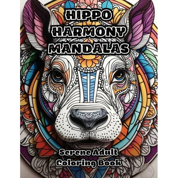 Hippo Harmony Mandalas: Serene Adult Coloring Book, (Paperback)
