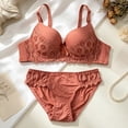 thumbnail image 4 of Women's Push up Lace Bra & Panty Set, Bow Lace Trim Adjustable Strap Bralette Matching Underwear Set Red Seamless Sports Wirefree Bra 36, 4 of 5