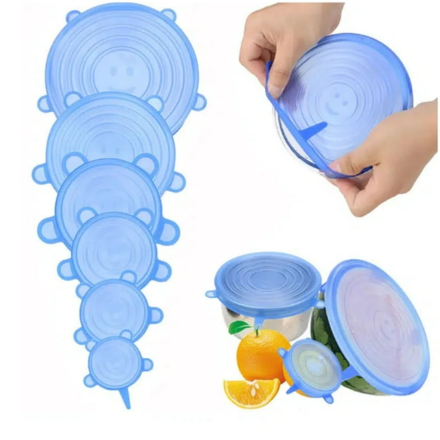 Zootealy 6PCS Silicone Stretch Lids, Four Specifications of Reusable Silicone Bowl Cover, Suitable for Various Food Containers, High and Low Temperature Scenarios (Microwave Ovens, Freezers)