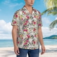 thumbnail image 5 of Balery Roses Mixed Zebra Print Men's Hawaiian Shirts Short Sleeve Beach Shirt Relaxed Fit Vacation Button Down Shirts-Large, 5 of 9
