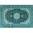 thumbnail image 1 of Ahgly Company Indoor Rectangle Medallion Light Blue Traditional Area Rugs, 4' x 6', 1 of 4