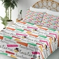 thumbnail image 3 of Ambesonne Emoji Fitted & Top Sheet Set with Shams, Colorful Alice Hatter Art, White Hot Pink, 3 of 5