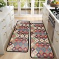 thumbnail image 4 of Kitchen Rugs Sets Of 2,Orange Ethnic Rhombus Pattern Anti Fatigue Kitchen Mat Rugs Non Slip Washable,Decorative Kitchen Floor Mats for Kitchen,Sink,Laundry,17"x47"+17"x47", 4 of 5