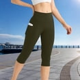 thumbnail image 5 of Womens Capri Pants Fashion Casual Slim Fits Workout Shorts with Side Pocket Soild Color Elastic Waist Athletic Womens Shorts, 5 of 9