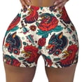 thumbnail image 2 of Daiia Chicken Pattern Women's Workout Shorts Biker Shorts - High Waisted Workout Spandex Tummy Control Gym Running Yoga Shorts-Medium, 2 of 8