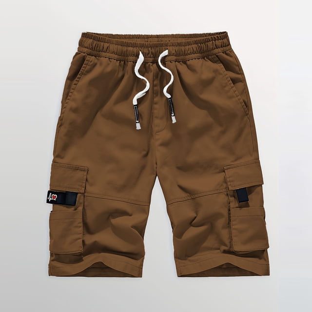 Shorts Cargo Décontractés pour Hommes, Shorts de Mode pour Hommes, Shorts Extensibles pour Hommes, Shorts à Cordon pour Hommes, Shorts Décontractés pour Hommes, Shorts à Taille Extensible pour Hommes, Brun