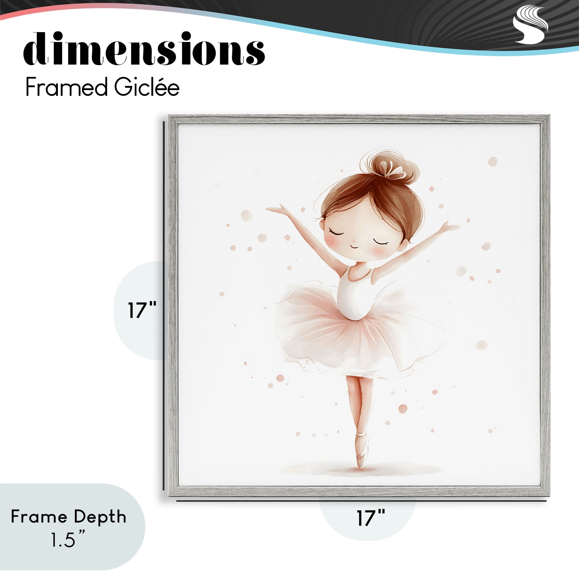 Stupell Industries Delicate Little Ballerina Girl Gray Framed Giclee Art, design by Creative Studio