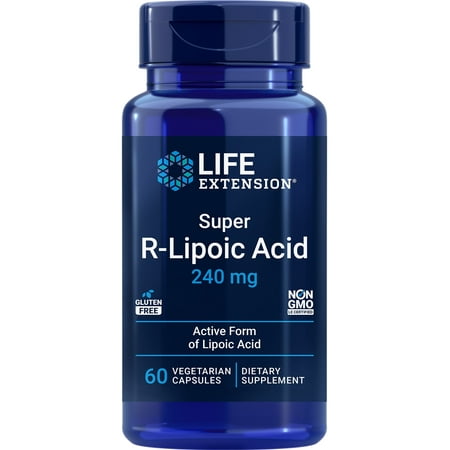 Life Extension, Super R-Lipoic Acid, 240 mg, active form of alpha-lipoic acid, energy supplement, oxidative stress protection, vegetarian, 60 capsules