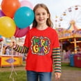 thumbnail image 2 of KKBOTIVE Kids Mardi Gras Outfit Casual Striped Long Sleeve Shirt Round Neck Tops for Boys Girls Daily Festive Tees Pullover, Red Size: 3-4 Years, 2 of 6