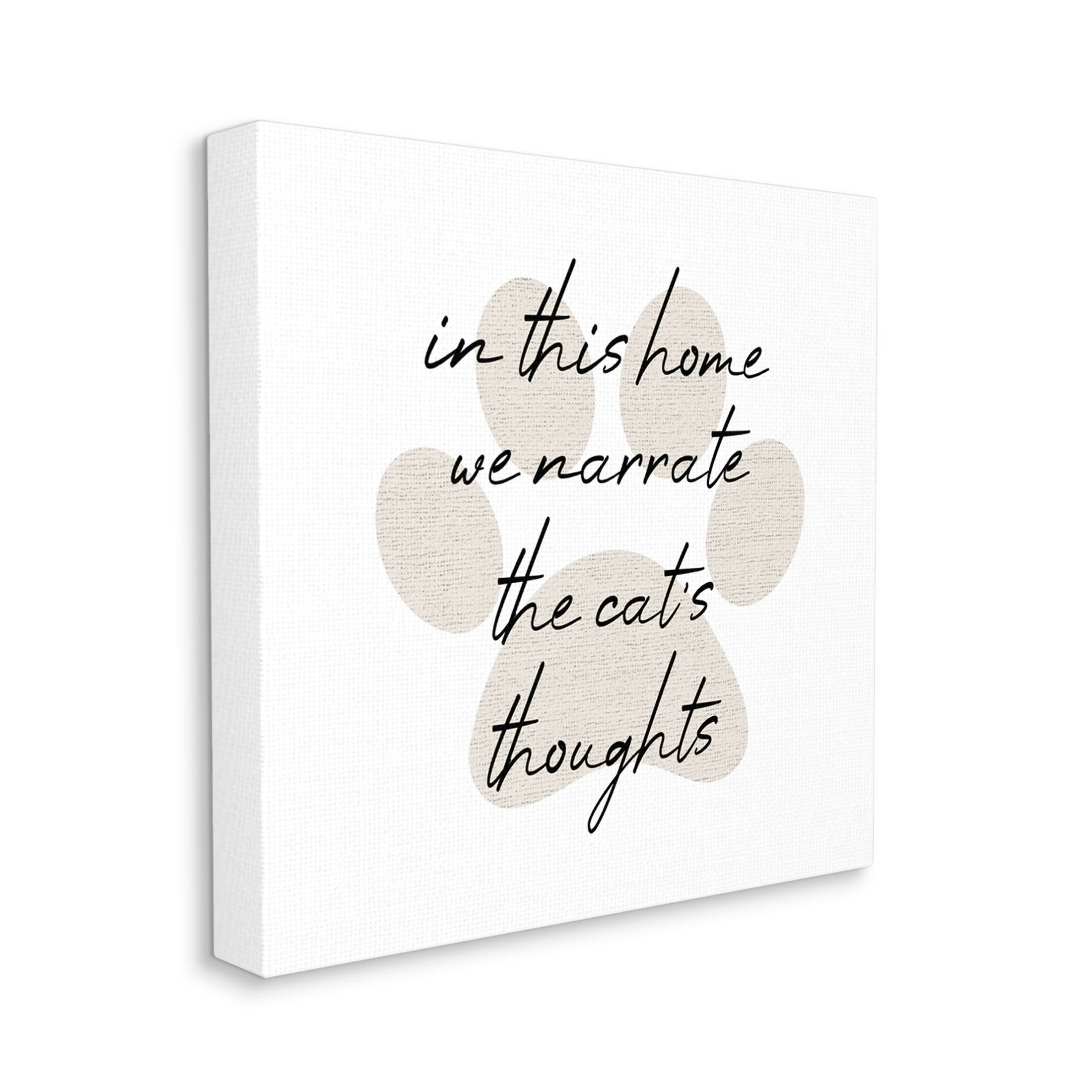 Narrate Cat's Thoughts Paw Shape Typography Graphic Art Gallery Wrapped Canvas Print Wall Art