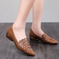 thumbnail image 6 of Seffadzy Women's Flat Shoes Soft Sole Cutout Breathable Lightweight Casual Flats Comfortable Slip Brown 35, 6 of 6