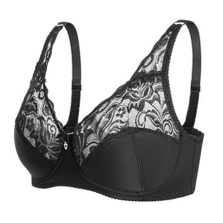 

Pedort Sports Bra Women s Plus Size Wonderwire Front-Closure Bra Underwire Black S