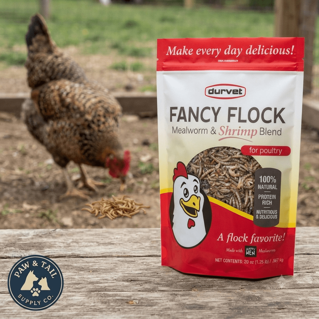 Durvet Fancy Flock Mealworm & Shrimp Blend Poultry Treats 20 oz.
