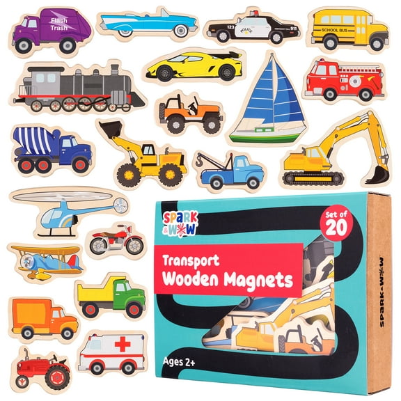 Spark & Wow Wooden Magnets - Transport - Set of 20