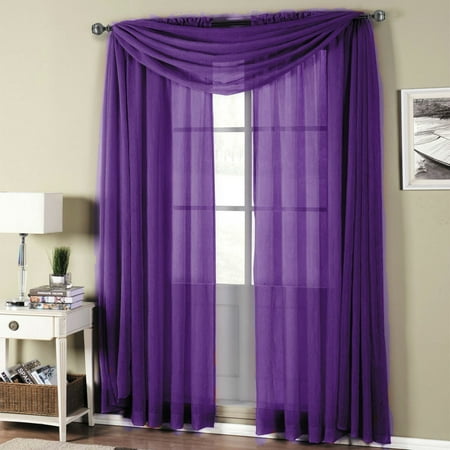 1PC Purple Sheer Panel Solid Sheer Curtain Drape Long Fully Stitched with Rod Pocket for Wedding Quinceniera Birthday Gender reveal Baby Shower Party décor 55