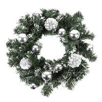 Christmas Decoration Clearance Christmas Wreath with LED Lights,Christmas Decorations,Battery Powered Xmas Door Wreath,Artificial Hanging Garland,Christmas Party Decoration 30cm Sliver