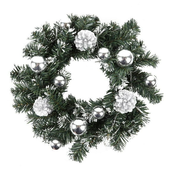 Christmas Decoration Clearance Christmas Wreath with LED Lights,Christmas Decorations,Battery Powered Xmas Door Wreath,Artificial Hanging Garland,Christmas Party Decoration 30cm Sliver