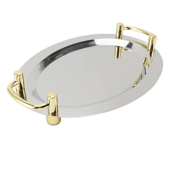 Stainless Steel Serving Tray, Serving Platter with Handles, Large Mirror Polish Sizzle Plate, Tea Drink Platter Snack Tray for Party, Buffet, Eating,