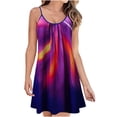 thumbnail image 1 of Robe d'Été Sans Manches pour Femmes Mini Robe de Plage Bretelles Spaghetti Ajustables Robe Plissée Ample Imprimé Bohème Robe de Soleil, 1 of 5