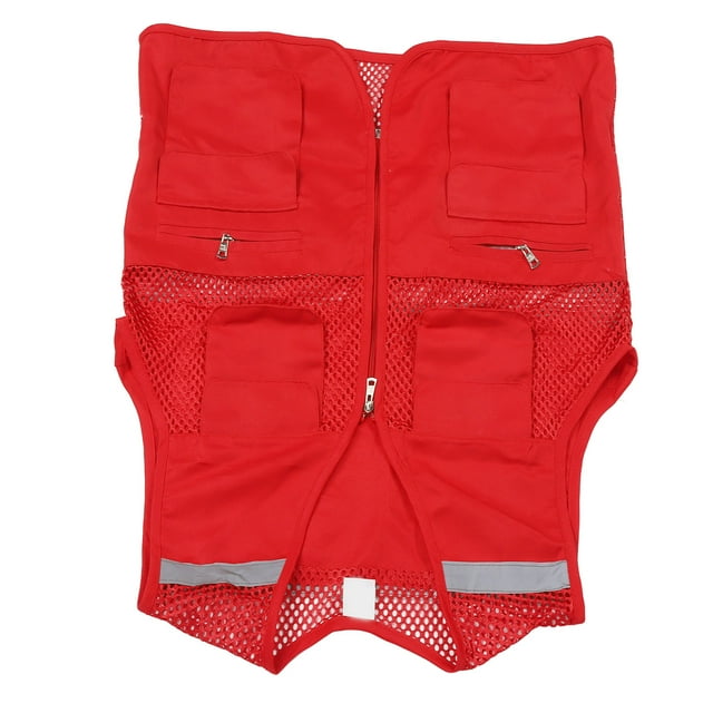 Comfortable High Visibility Safety Vest for Journalist Advertising With Reflective Strip and Multi Pockets