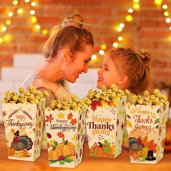 Cyber_Monday Deals! Byikun Thanksgiving Theme Turkey Snap Model Snack Popcorn Carton Party Decoration Supplies