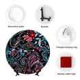 thumbnail image 4 of Balery Paisley Print Bone China Decorative Plate Ceramic Dinner Plates Art Crafts with Display Stand-7in, 4 of 6