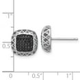 thumbnail image 2 of 925 Sterling Silver Rhodium Plated Black Spinel Square Post Earrings 11.65x11.8mm Wide Stud Earring for Women, 2 of 2