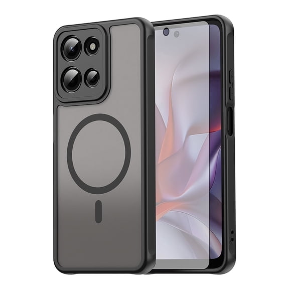 Magnetic Ring Phone Case compatible with Motorola Moto G Power 5G 2026, Translucent Matte Anti-Fingerprint Back, Military Grade Drop Proof Shockproof Protective Cover for Women